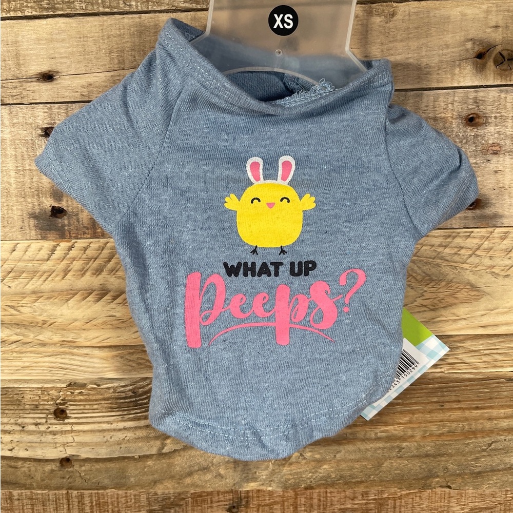 What Up Peeps? (XS) Easter Blue Dog T Shirt 100% Cotton Dress Up Pet Costume NEW
